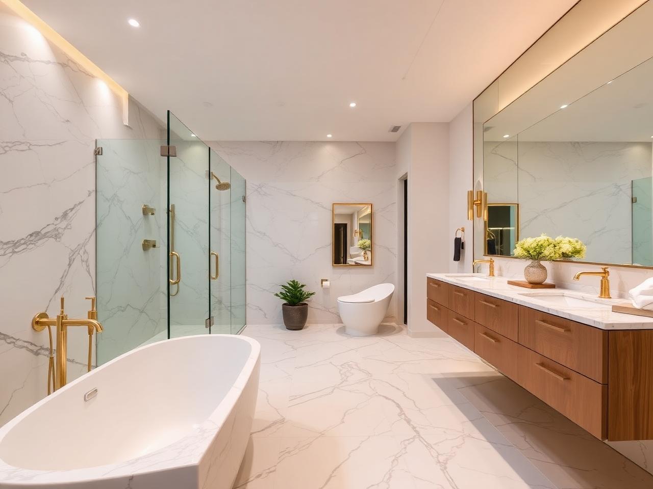 Master Bath — Floor-to-ceiling tile, walk-in shower, custom vanity