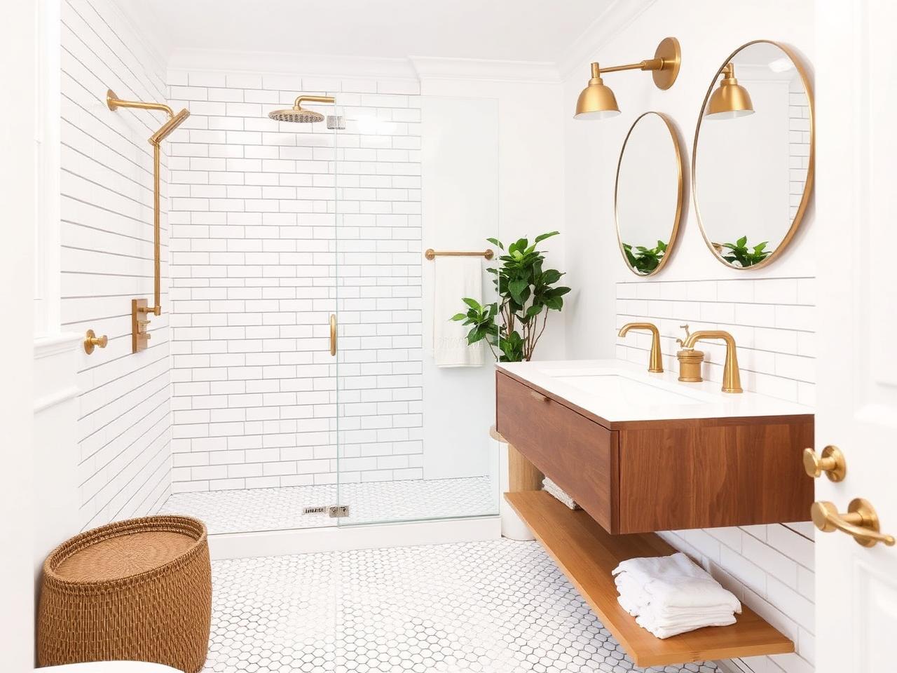 Hall Bathroom — Full gut, subway tile, floating vanity